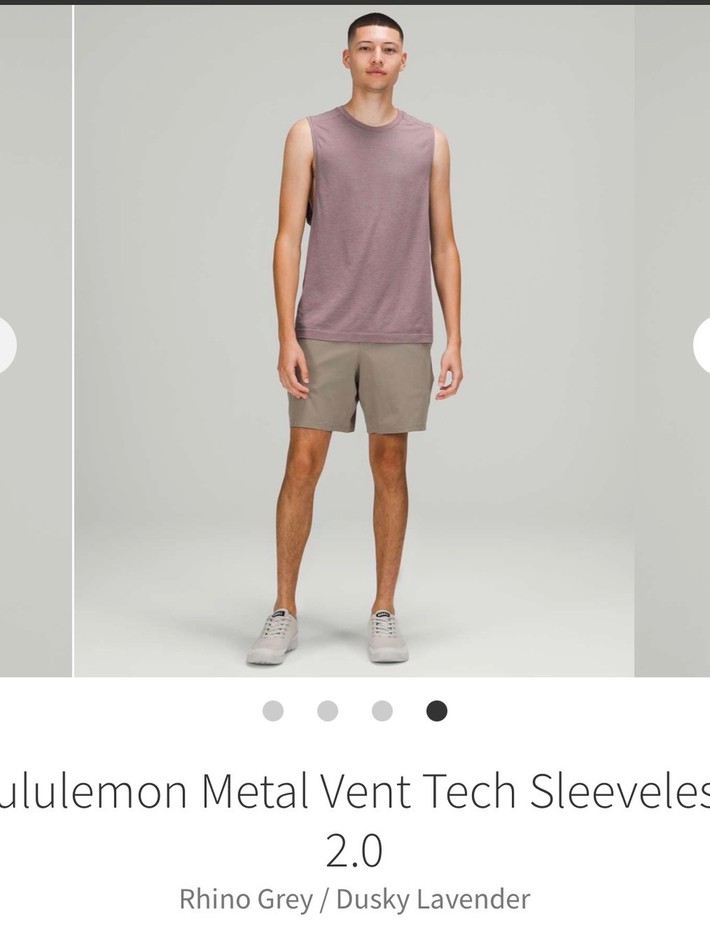 Lululemon Metal Vent Tech Sleeveless 2.0 -Dusky Lavender/Rhino Grey Men’s Medium